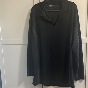 Nike Black and White Striped Golf Polo